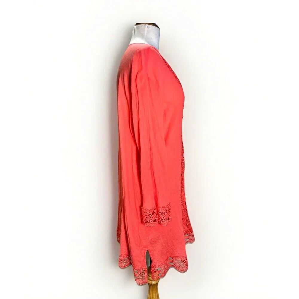 Isaac Mizrahi Cover Up Size XXL Women’s Coastal Grandmother Boho Chic Coral Set